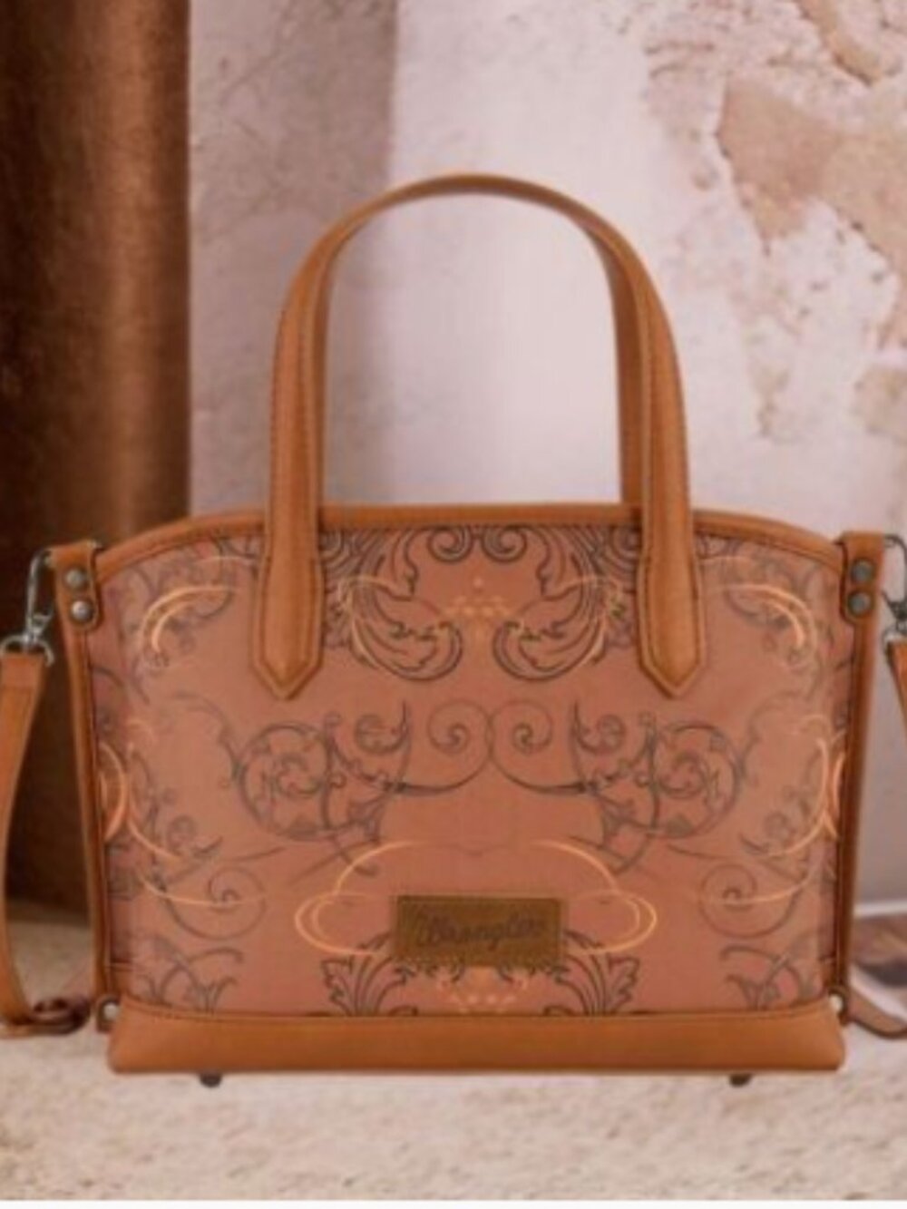 Wrangler Scroll Print Stachel Bag Brown NWT